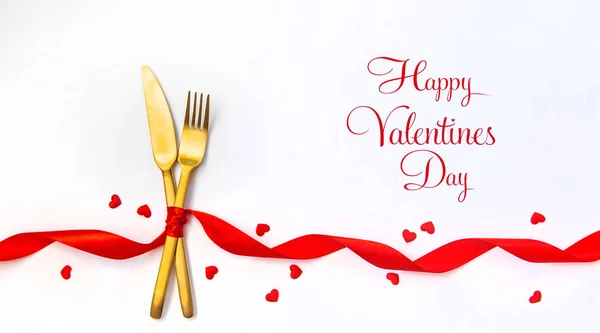 Valentine's day romantic dinner congratulation. Selective focus. — Stock Photo, Image