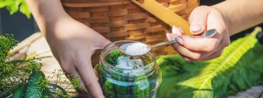 taze ev salatalık korunması. Seçici odak.