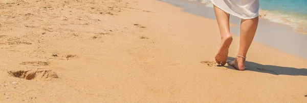 Legs Girl Seashore Selective Focus Nature — Stock Photo, Image