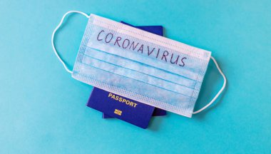 Coronavirus, ülkeler arası uçuş yasağı kavramı. Uluslararası pasaport. Seçici odaklanma. ilaç