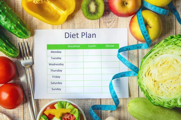 Plan Dieta Semanal Concepto Una Nutrición Adecuada Enfoque Selectivo Naturaleza — Foto de Stock