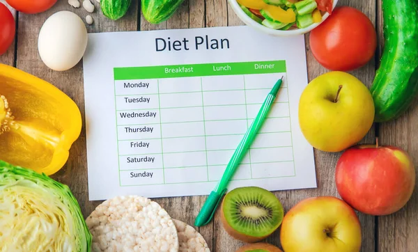 Wekelijks Dieet Plan Het Concept Van Juiste Voeding Selectieve Focus — Stockfoto