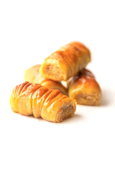 Oriental Sweet Baklava Isolate White Background Selective Focus Food — Stock Photo, Image