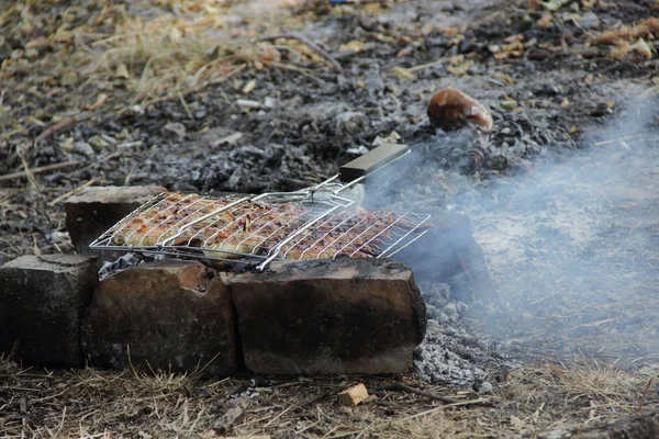 Skrzydła są z grilla na domowe grill — Zdjęcie stockowe