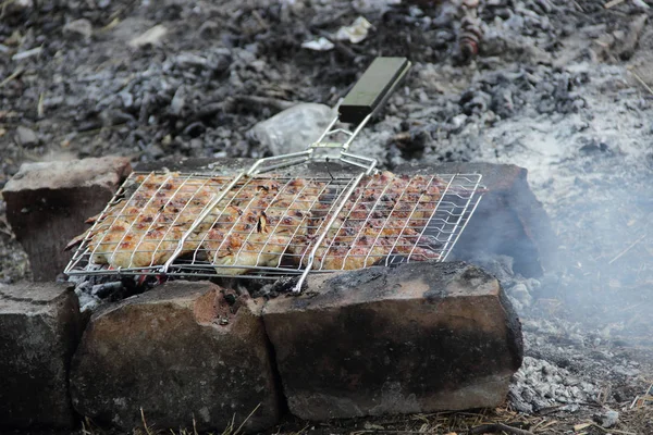 Skrzydła są z grilla na domowe grill — Zdjęcie stockowe