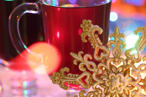 Mulled wine in a transparent glass Stock Picture