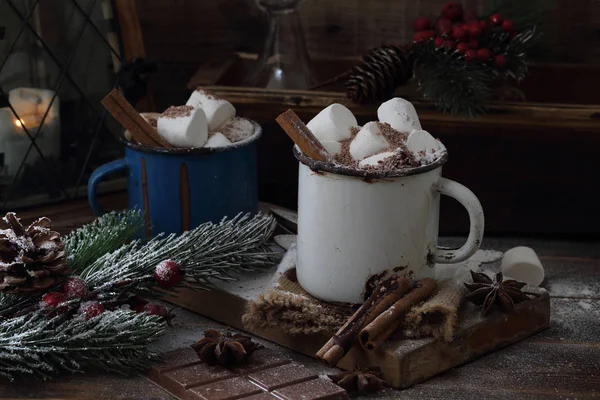 Malvavisco con chocolate caliente — Foto de Stock