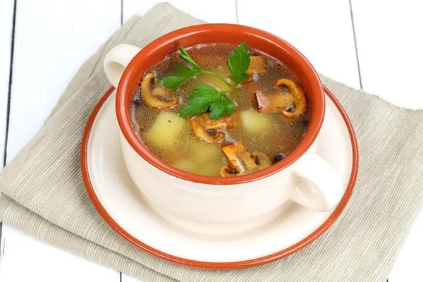 Mushroom soup with potatoes — Stock Photo, Image