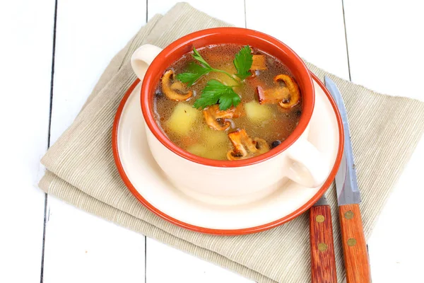 Sopa de cogumelos com batatas — Fotografia de Stock