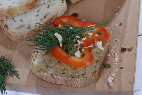 Pástétom, vaj és a fűszerek — Stock Fotó