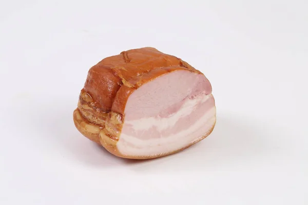 Hús, főtt-füstölt szegy fehér alapon — Stock Fotó