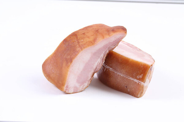 cooked smoked brisket on white background