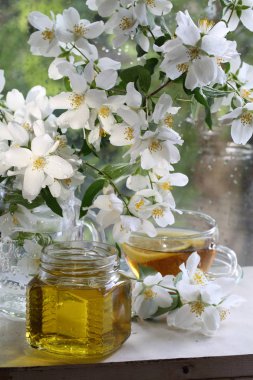 Şeffaf bir Kupası Yasemin çayı