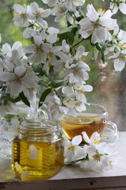 Şeffaf bir Kupası Yasemin çayı