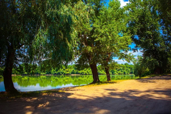 Hermoso paisaje de verano con vista al río — Foto de Stock