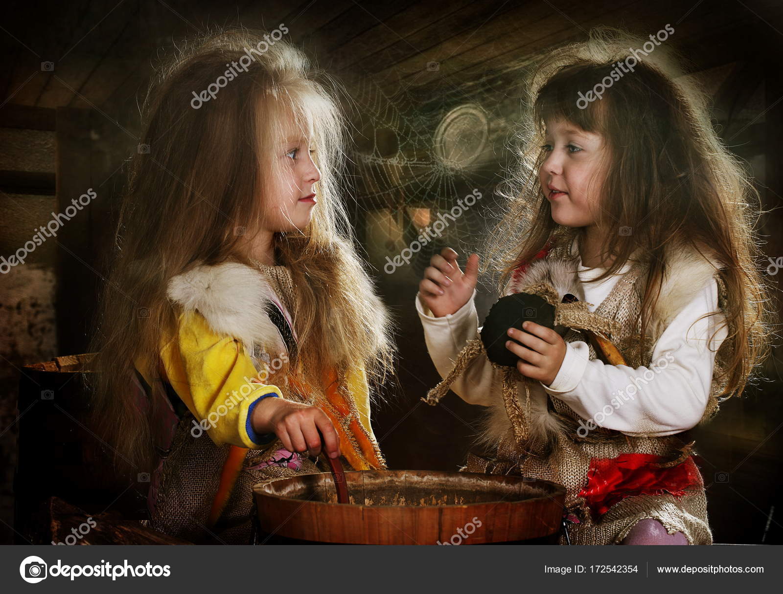 Two girls dress up as fairytale characters, fairytale character grandma ezhka, girls play Stock Photo by ©DmZo 172542354 Two girls dress up as fairytale characters, fairytale character grandma ezhka, girls play Stock Photo by ©DmZo 172542354