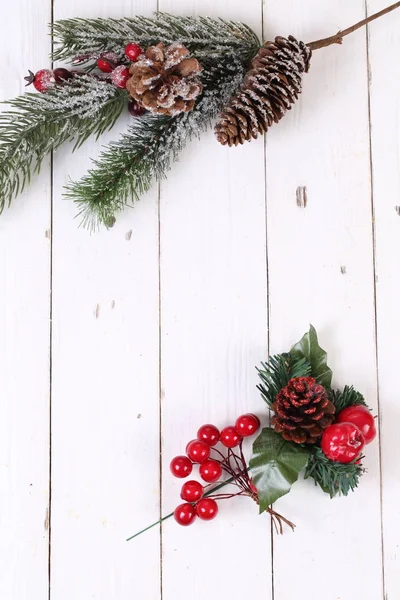 Decoración Navidad Sobre Fondo Madera —  Fotos de Stock