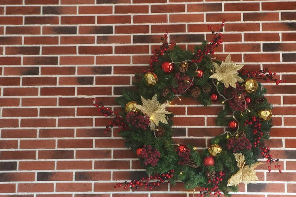 Рождественский Декоративный Венок Стене — стоковое фото