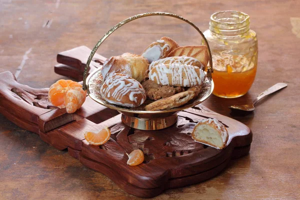 Mandarinenmarmelade Und Lebkuchen Für Das Neue Jahr — Stockfoto