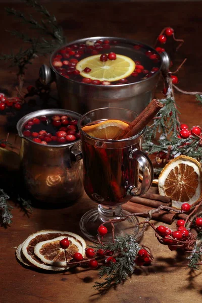 Glühwein Rode Wijn Glühwein Met Sinaasappel — Stockfoto