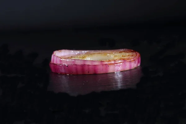 Bawang Latar Belakang Hitam Onion Cincin — Stok Foto