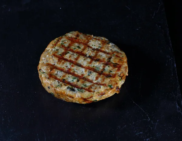 Trozo Carne Pavo Cutlet Grill Para Una Hamburguesa — Foto de Stock