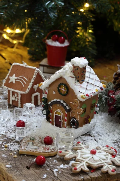 Gingerbread Ginger House Decoração Ano Novo — Fotografia de Stock