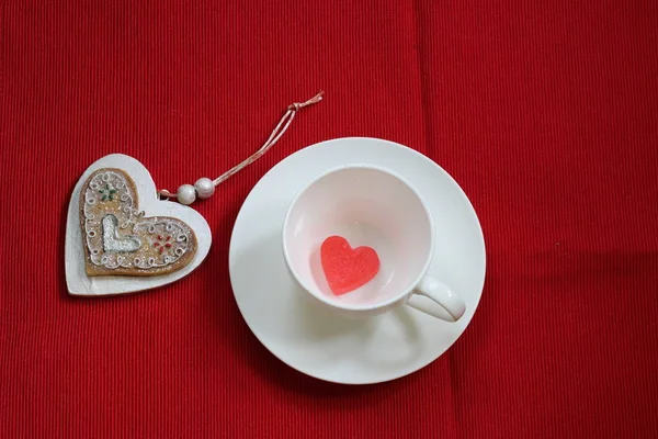 Μια Κούπα Καφέ Καρδιά Ημέρα Του Αγίου Βαλεντίνου — Φωτογραφία Αρχείου