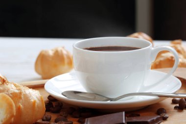 Coffee with custard and chocolate