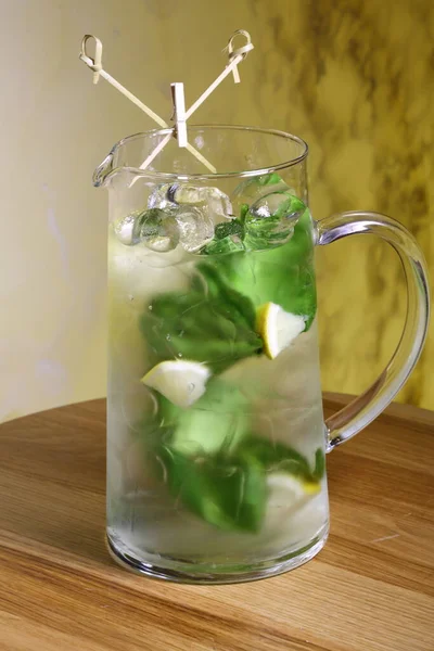 Drink Lemon Juice Mint Ice — Stock Photo, Image