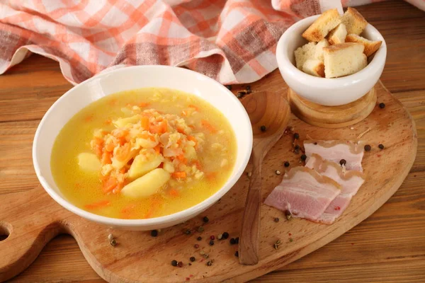 Sopa Ervilha Com Pimenta Farinha Rosca — Fotografia de Stock