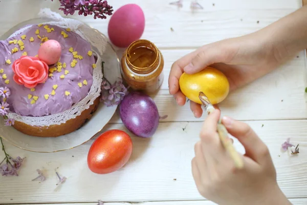 Mãos Páscoa Com Decoração Páscoa — Fotografia de Stock