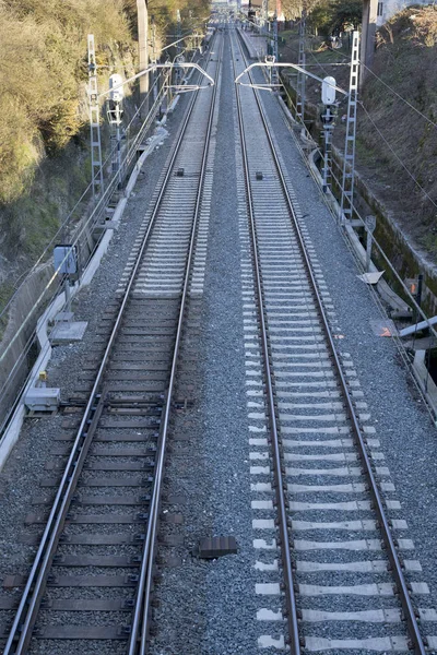 Casal de ferrovias em perspectiva . Fotografias De Stock Royalty-Free
