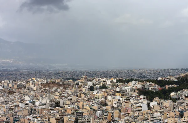 Luftaufnahme von Athen vom Lycabettus am bewölkten Tag — Stockfoto