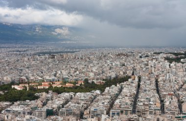 Mount Lycabettus Atina'dan havadan görünümü bulutlu gün