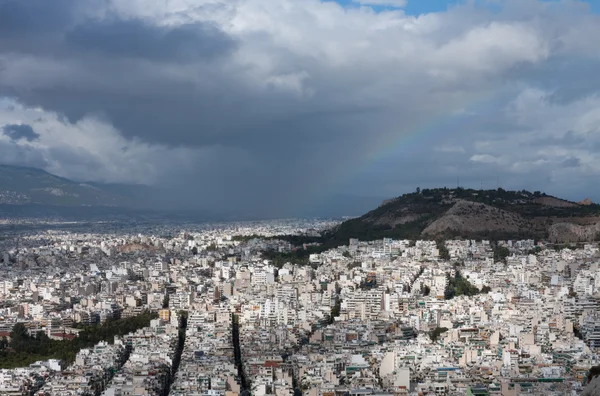 Luftaufnahme von Athen vom Lycabettus am bewölkten Tag — Stockfoto