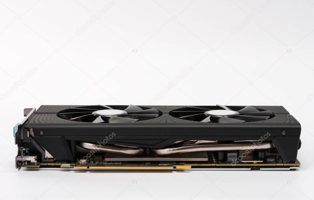 New modern gaming graphics card on white 