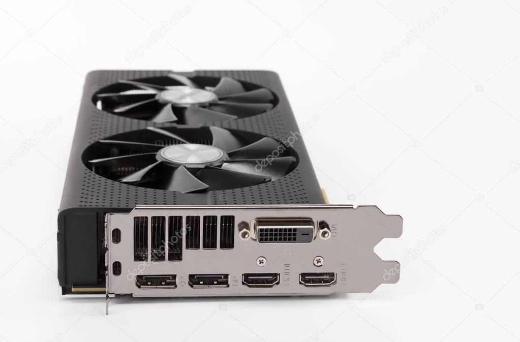 New modern gaming graphics card on white 