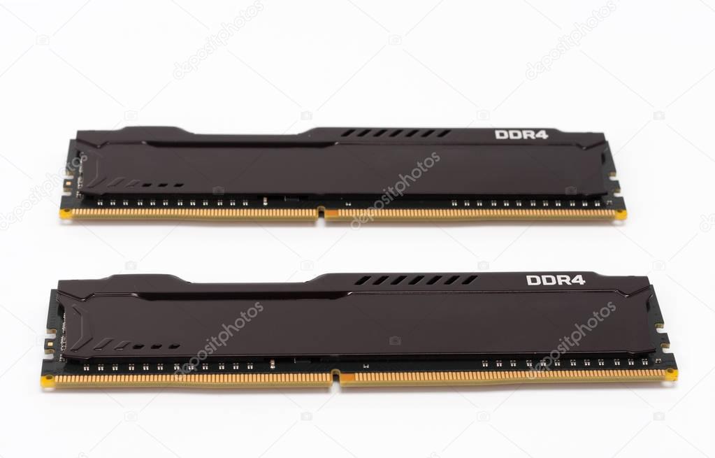 Ram DDR4 memory modules on white background