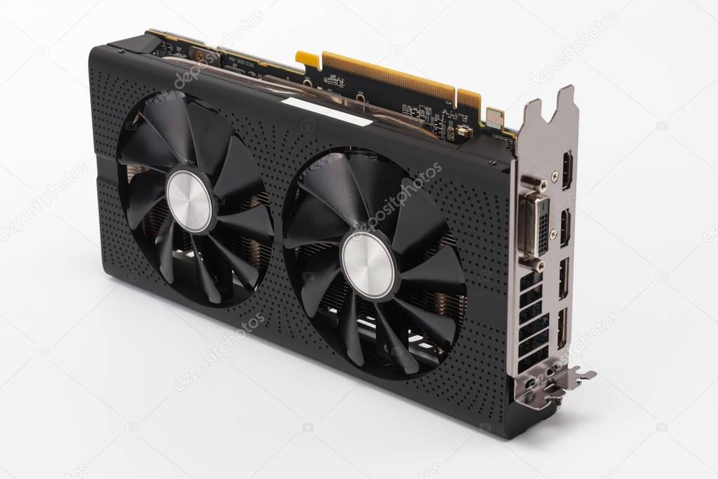 New modern gaming graphics card on white 