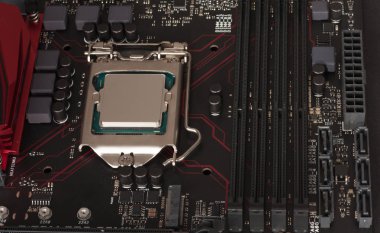 Modern, yeni, oyun mothe üzerinde yüklü Cpu işlemci yakın çekim