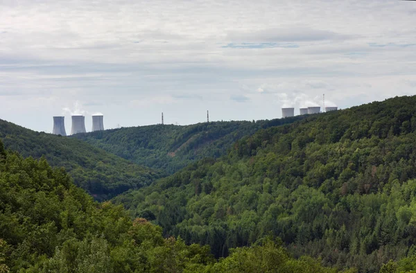 Valley of river Jihlava, nuclear power plant Dukovany is in the — Stock Photo, Image