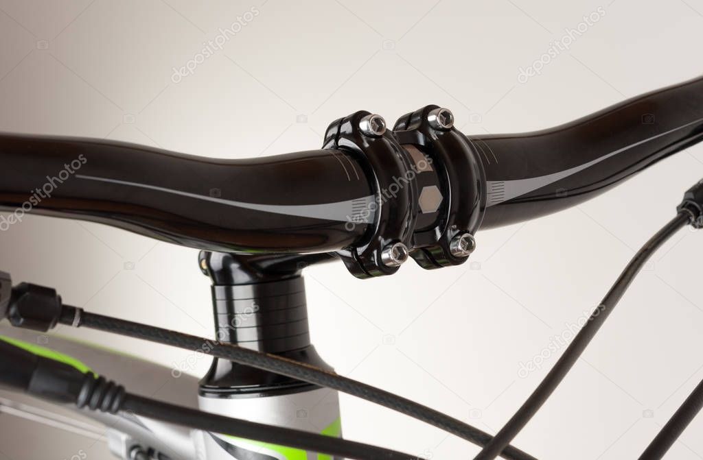Bike handlebars, close up view, studio photo
