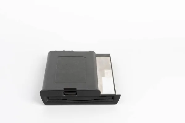 Floppy disk drive from 16 year old laptop on white background — 스톡 사진