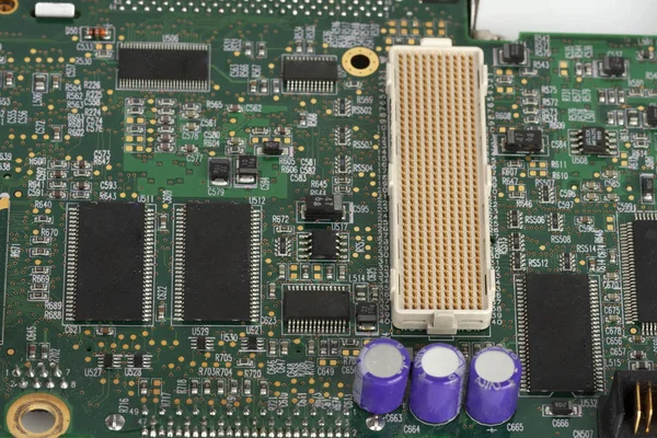 Primer plano del portátil de la placa base con el zócalo vacío para la CPU — Foto de Stock