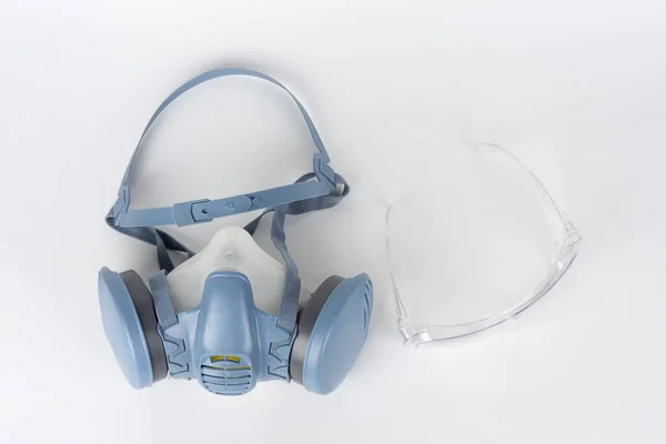 Twin Filter Halv Ansikte Respirator Mask Och Plast Skyddande Eyglass — Stockfoto