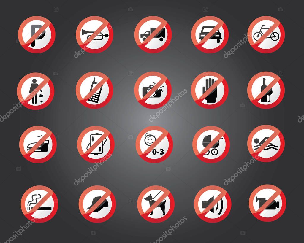 Prohibition signs and symbol