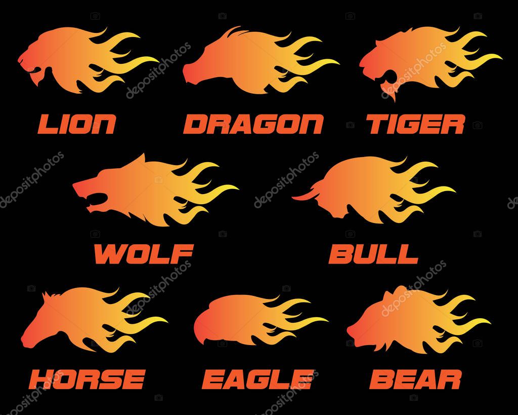 Animal fire head sign and symbol logo