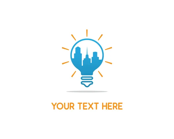 Light bulb city logo — Stock Vector