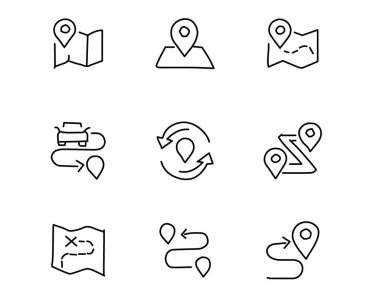 tasarlamak, elle çizilmiş tarzı tasarım, tasarlanmış web ve app navigasyon ve konumu el çekilmiş Icon set